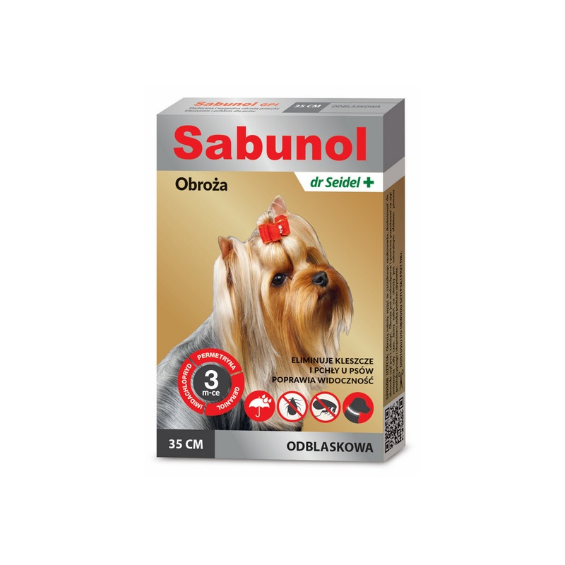 Sabunol GPI Obroża przeciw pchłom dla yorka odblaskowa 35cm - All4Animals