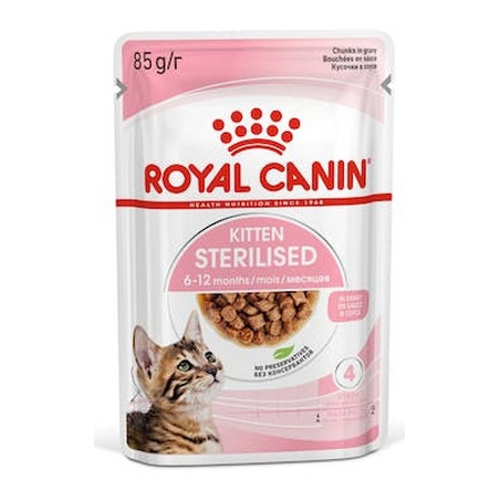 Royal Canin Kitten Sterilised karma mokra w sosie dla kociąt od 6 do 12 miesiąca życia, sterylizowanych saszetka 85g - All4Anima