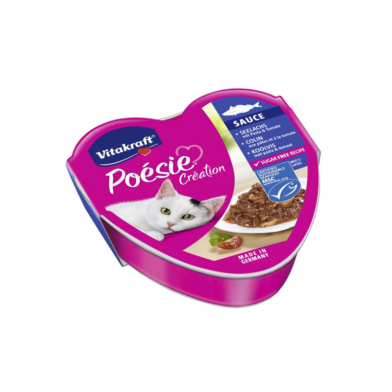 Vitakraft Poesie sos dorsz z makaronem w sosie pomidorowym tacka 85g - All4Animals