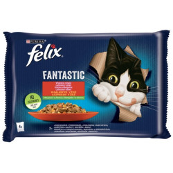 Felix Fantastic Wiejskie Smaki wołowina/kurczak w galaretce saszetki 4x85g - All4Animals