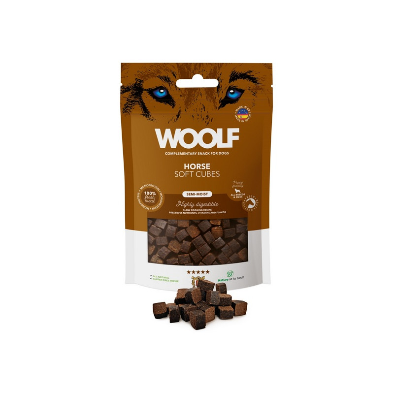 Woolf Soft Cubes Monoprotein Horse 100g - All4Animals