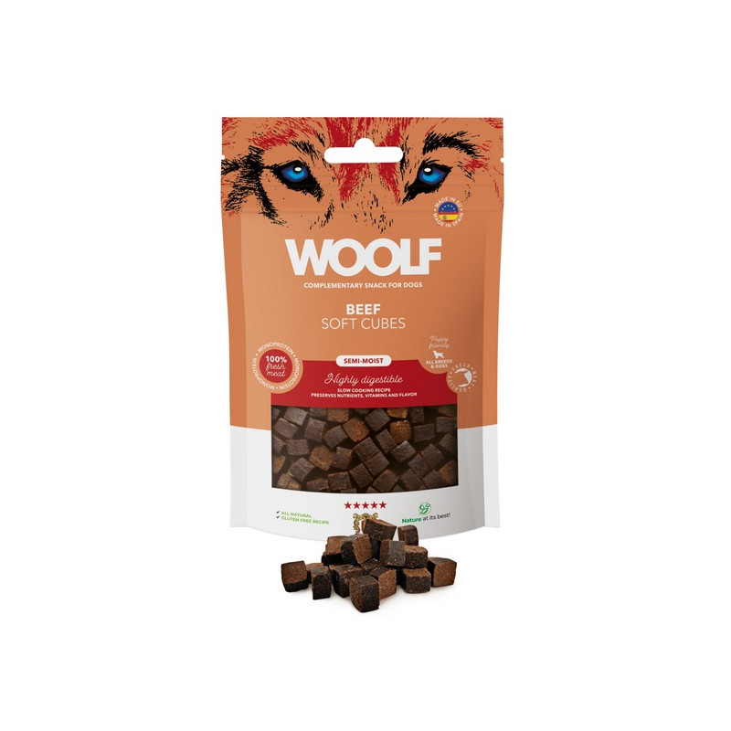 Woolf Soft Cubes Monoprotein Beef 100g - All4Animals