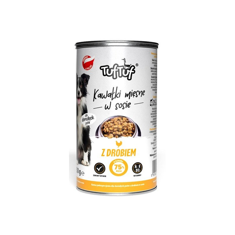 TUF TUF Kawałki mięsne z drobiem dla psa puszka 415g - All4Animals