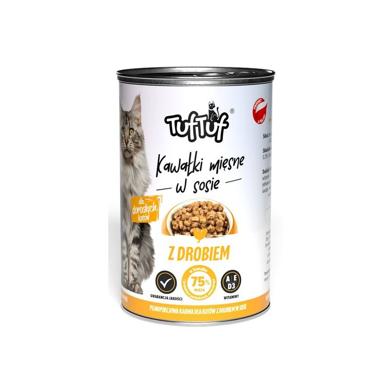 TUF TUF Kawałki mięsne z drobiem dla kota puszka 415g - All4Animals