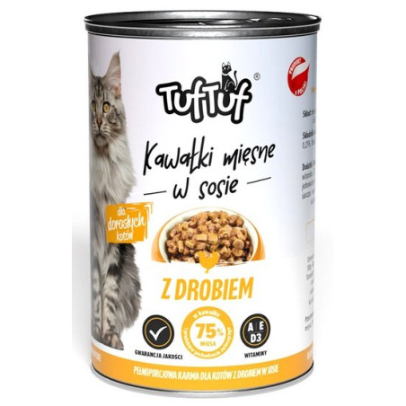 TUF TUF Kawałki mięsne z drobiem dla kota puszka 415g - All4Animals