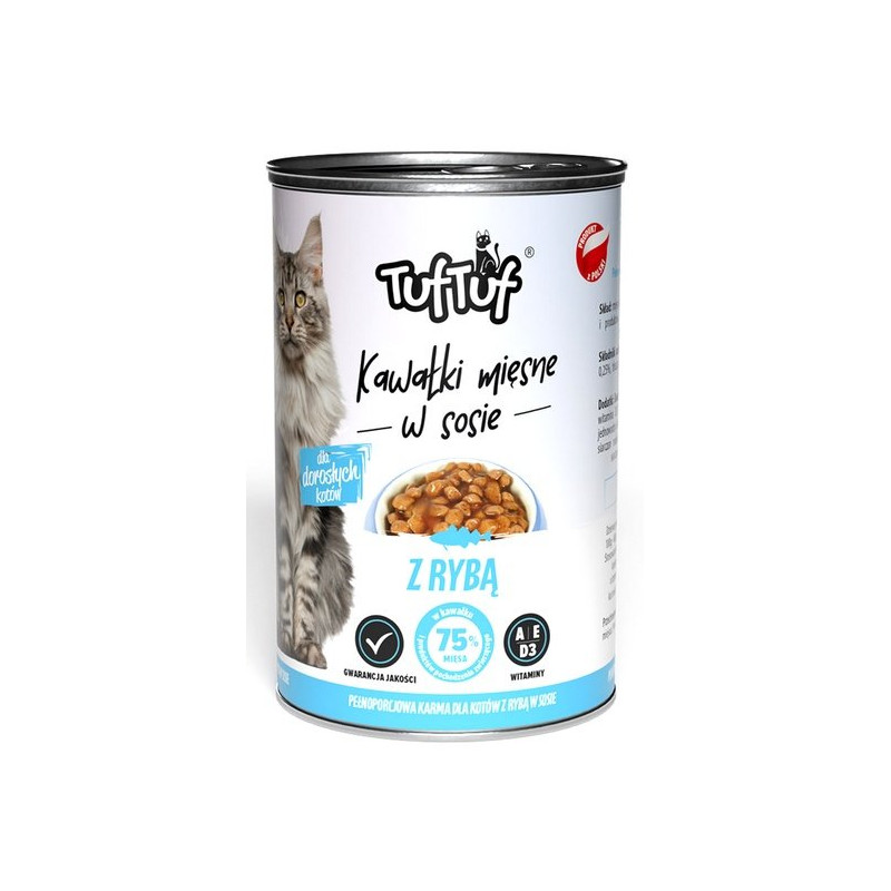 TUF TUF Kawałki mięsne z rybą dla kota puszka 415g - All4Animals