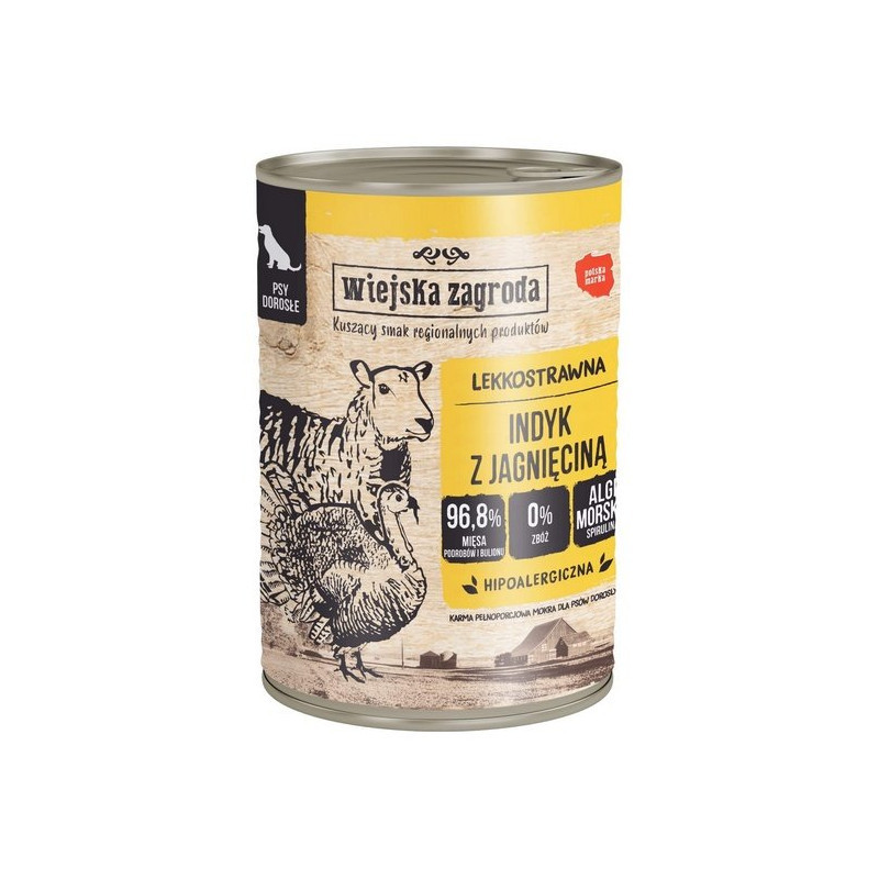 Wiejska Zagroda Indyk z jagnięciną puszka 400g - All4Animals