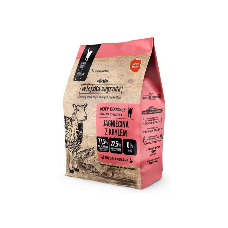 Wiejska Zagroda Kot - Jagnięcina z krylem 400g - All4Animals