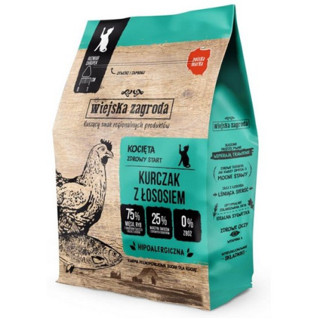 Wiejska Zagroda Kot - Kurczak z łososiem dla kociąt 400g - All4Animals