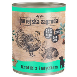 Wiejska Zagroda Królik z indykiem puszka 800g - All4Animals