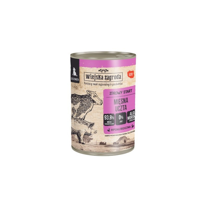 Wiejska Zagroda Mięsna uczta Puppy puszka 400g - All4Animals
