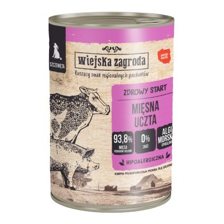 Wiejska Zagroda Mięsna uczta Puppy puszka 400g - All4Animals