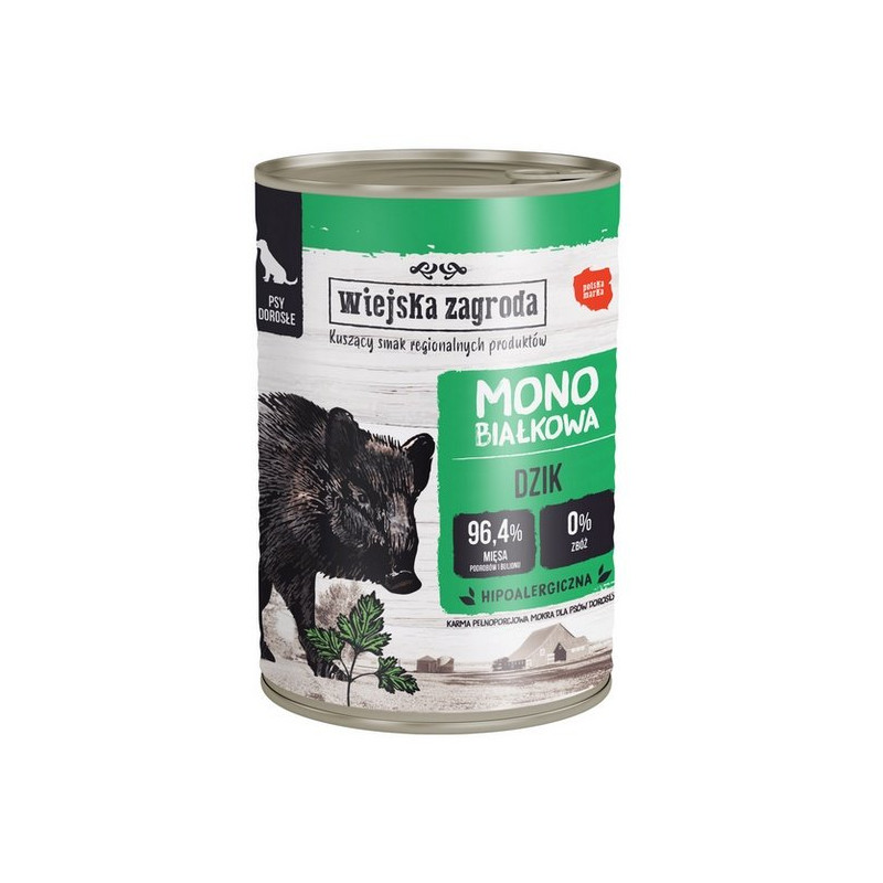 Wiejska Zagroda Monobiałkowa Dzik puszka 400g - All4Animals