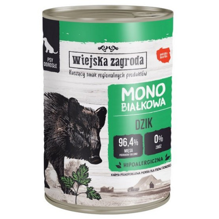 Wiejska Zagroda Monobiałkowa Dzik puszka 400g - All4Animals