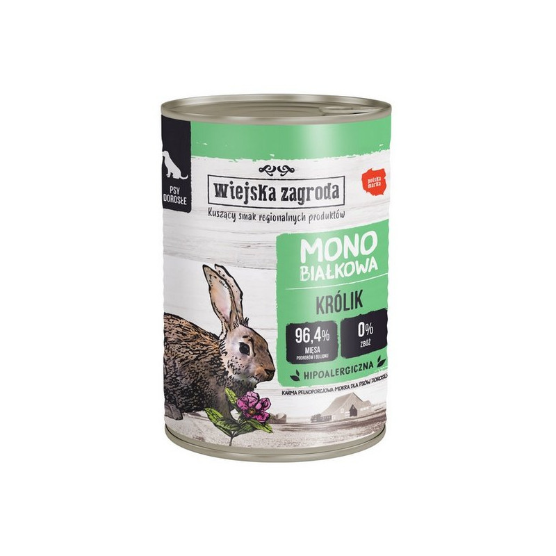 Wiejska Zagroda Monobiałkowa Królik puszka 400g - All4Animals