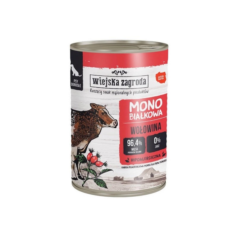 Wiejska Zagroda Monobiałkowa Wołowina puszka 400g - All4Animals