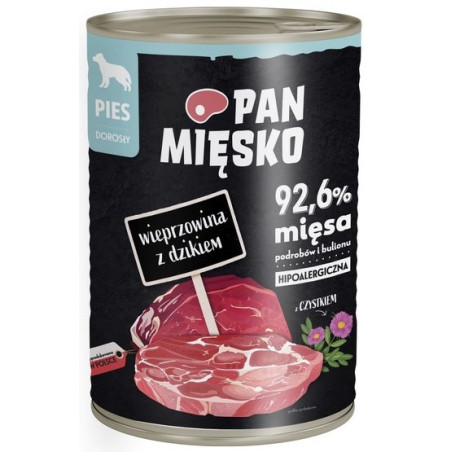 Pan Mięsko Karma mokra dla psa Wieprzowina z dzikiem puszka 400g - All4Animals