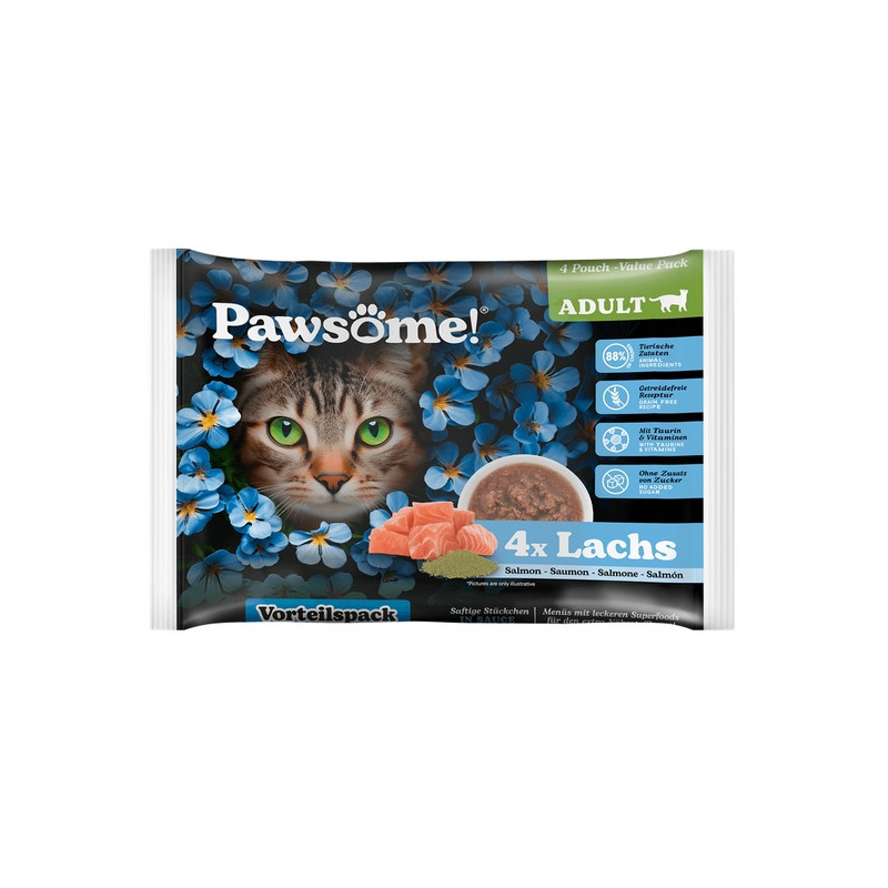 Pawsome Adult Lachs - łosoś saszetki 4x85g - All4Animals