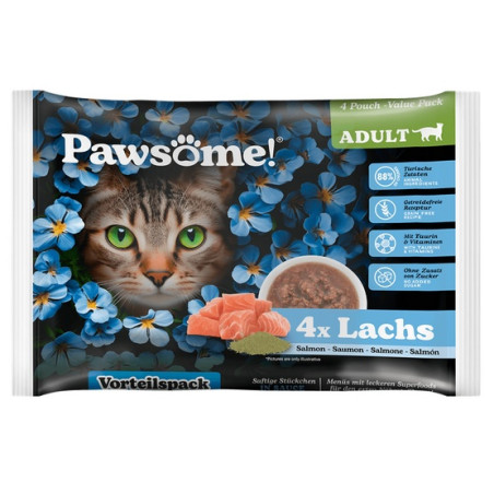Pawsome Adult Lachs - łosoś saszetki 4x85g - All4Animals