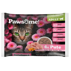 Pawsome Adult Pute - indyk saszetki 4x85g - All4Animals