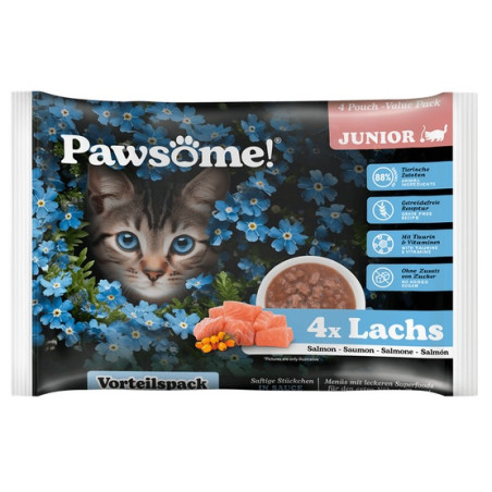 Pawsome Junior Lachs - łosoś saszetki 4x85g - All4Animals