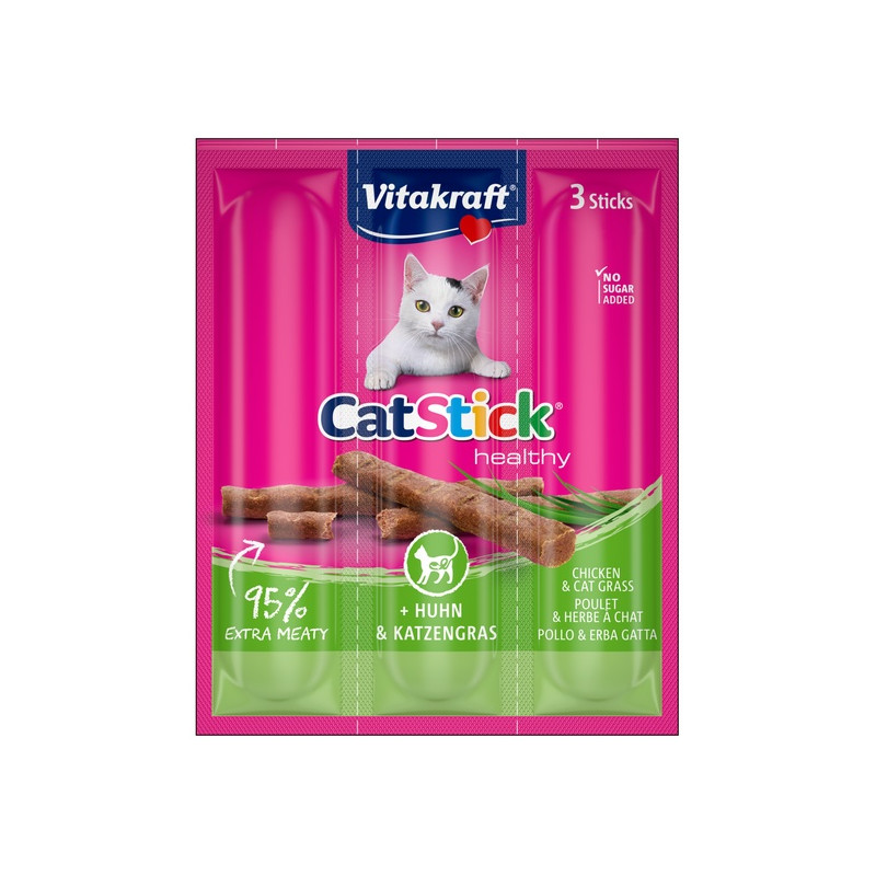 Vitakraft Cat Stick Classic kurczak + kocia trawa 3szt - All4Animals
