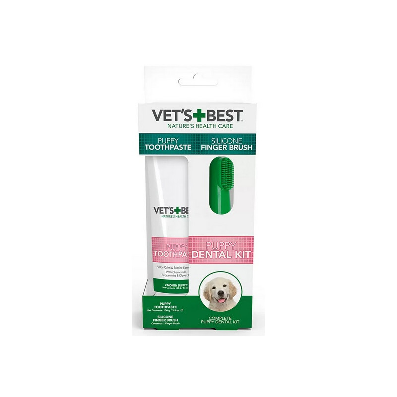 Vet's Best Dental żel + szczoteczka zestaw Puppy - All4Animals Vet's Best Dental żel + szczoteczka zestaw Puppy - All4Animals