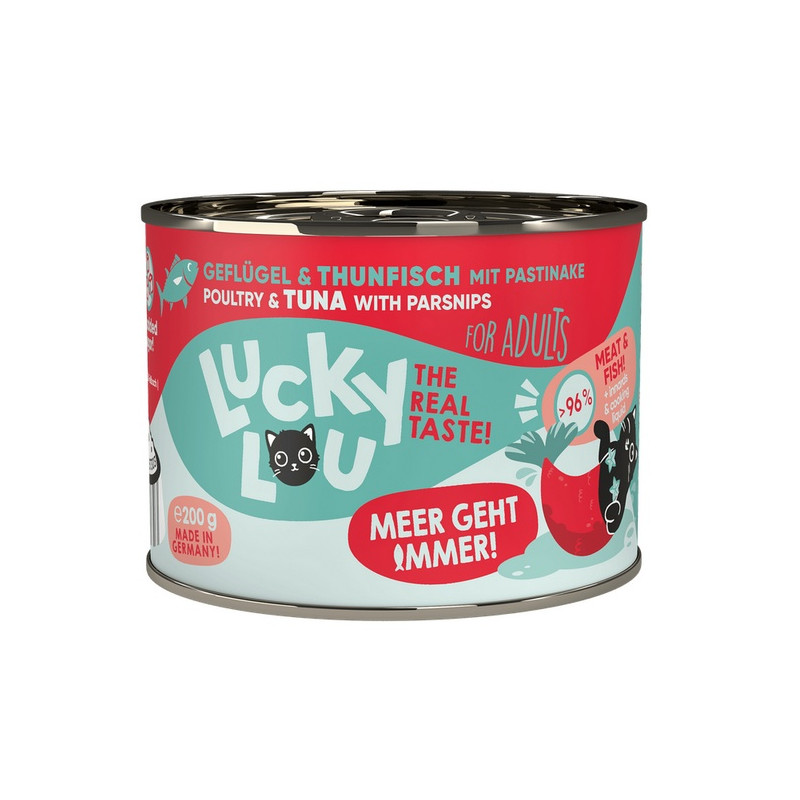 Lucky Lou Lifestage Adult Drób i tuńczyk puszka 200g - All4Animals