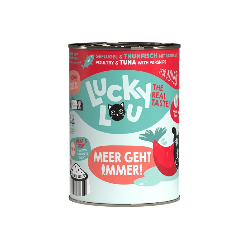 Lucky Lou Lifestage Adult Drób i tuńczyk puszka 400g - All4Animals