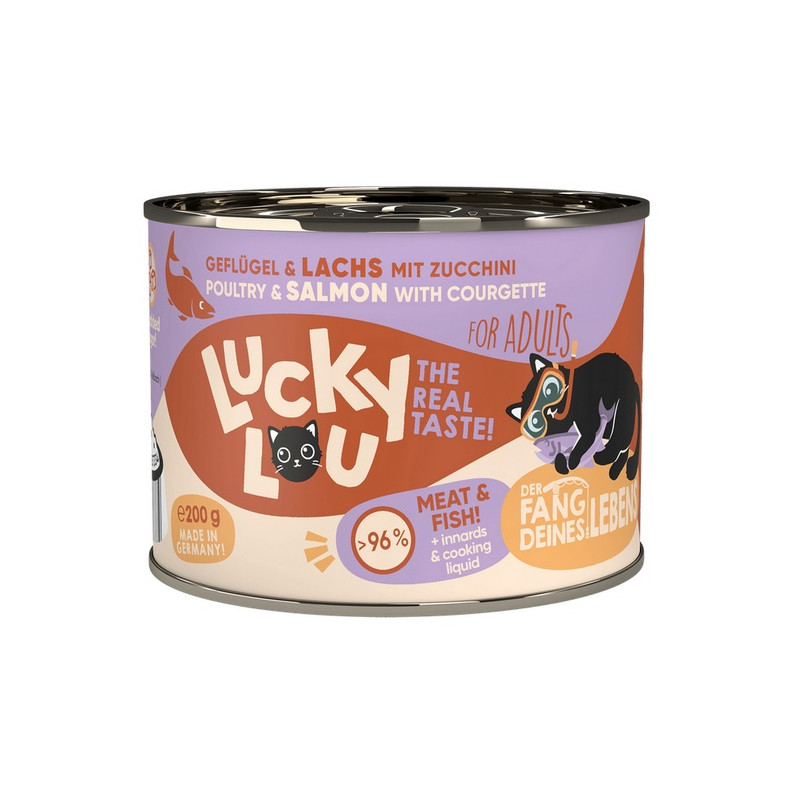 Lucky Lou Lifestage Adult Drób i łosoś puszka 200g - All4Animals