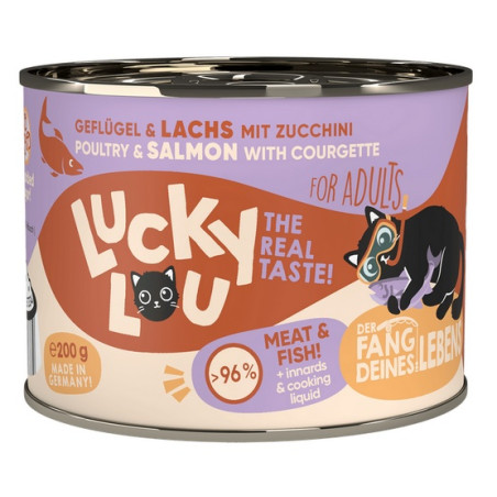 Lucky Lou Lifestage Adult Drób i łosoś puszka 200g - All4Animals