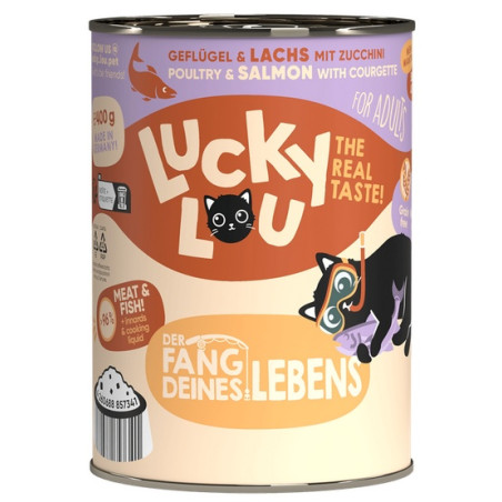 Lucky Lou Lifestage Adult Drób i łosoś puszka 400g - All4Animals