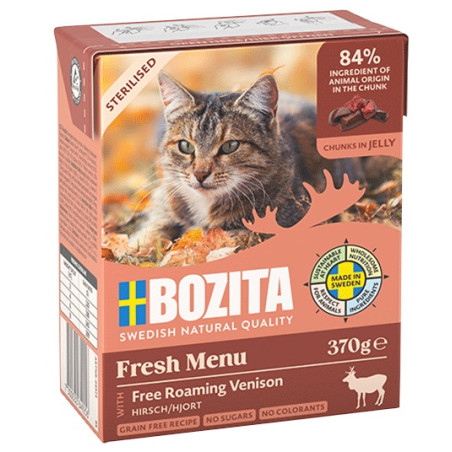 Bozita Sterilised z dziczyzną kawałki w galaretce kartonik 370g - All4Animals