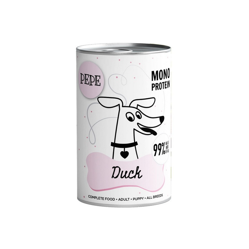 Paka Zwierzaka PEPE Duck (kaczka) puszka 400g - All4Animals