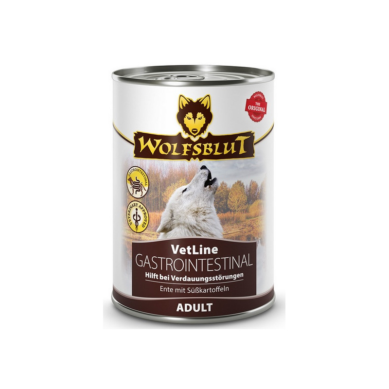 Wolfsblut Dog VetLine Gastrointestinal - kaczka i bataty puszka 395g - All4Animals Wolfsblut Dog VetLine Gastrointestinal - kaczka i bataty puszka 395g - All4Animals