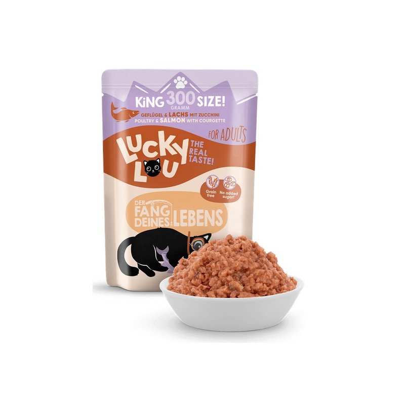 Lucky Lou Lifestage Adult Drób i łosoś saszetka 300g - All4Animals