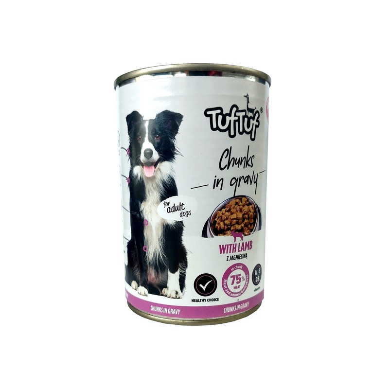 TUF TUF Kawałki mięsne z jagnięciną dla psa puszka 415g - All4Animals