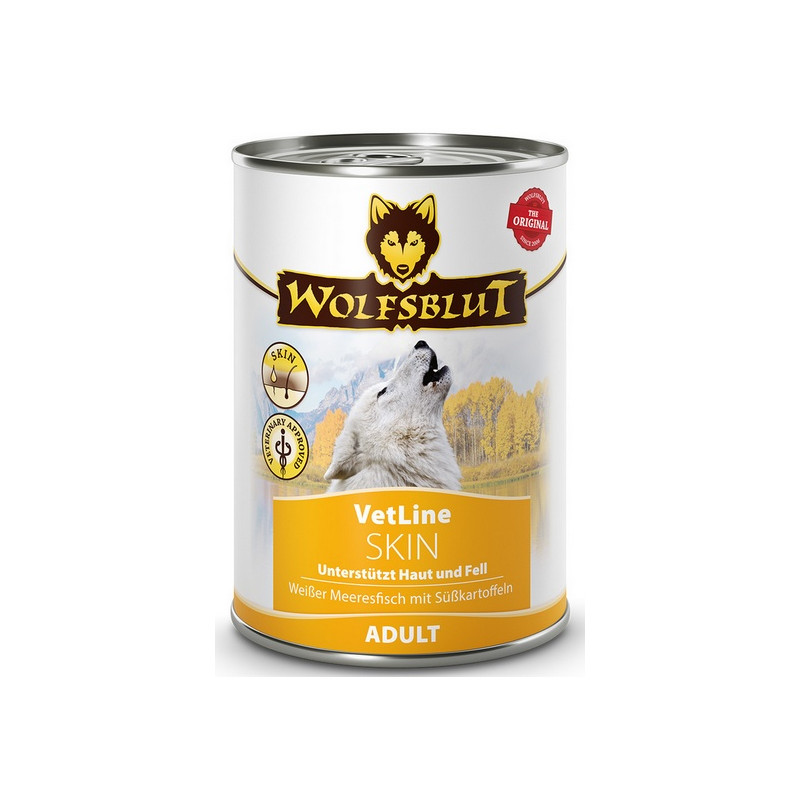 Wolfsblut Dog VetLine Skin - biała ryba oceaniczna i bataty puszka 395g - All4Animals
