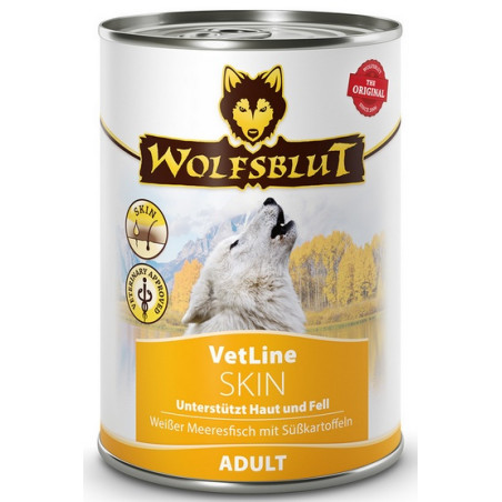 Wolfsblut Dog VetLine Skin - biała ryba oceaniczna i bataty puszka 395g - All4Animals