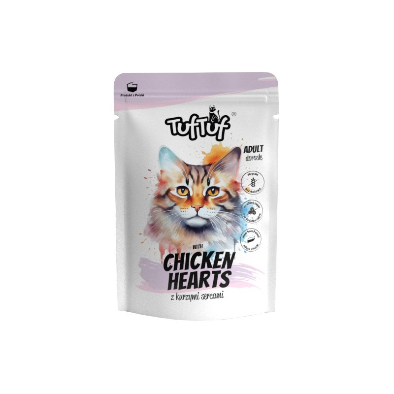 TUF TUF Mielonka z kurzymi sercami dla kota saszetka 300g - All4Animals