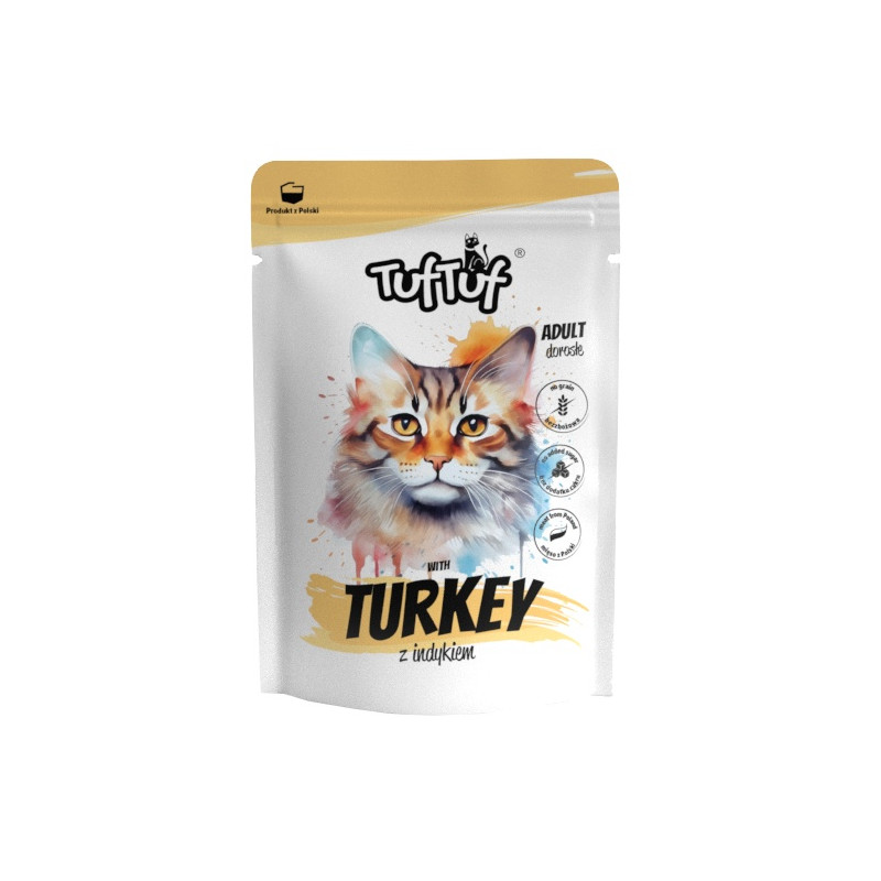 TUF TUF Mielonka z indykiem dla kota saszetka 300g - All4Animals