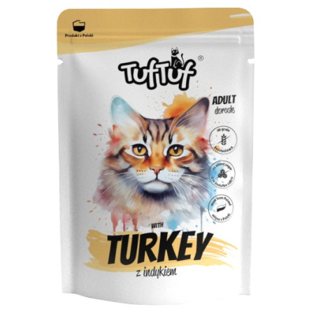 TUF TUF Mielonka z indykiem dla kota saszetka 300g - All4Animals