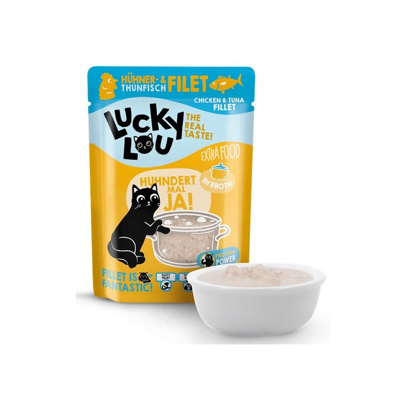 Lucky Lou Extrafood Kurczak i tuńczyk w bulionie saszetka 70g - All4Animals