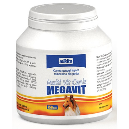 Mikita Megavit Multi-Vit Canis - witaminy, minerały i aminokwasy dla psów 150 tabl. - All4Animals