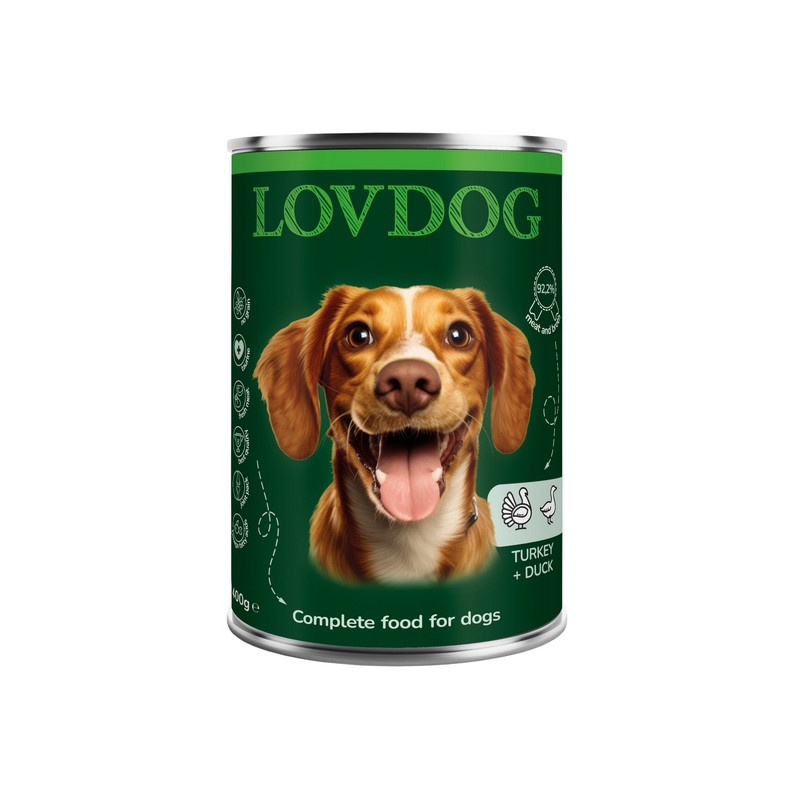 Lovdog Turkey & Duck puszka 400g - All4Animals