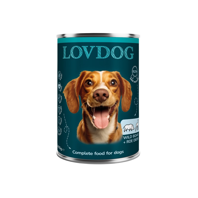 Lovdog Wild Boar & Roe Deer puszka 400g - All4Animals