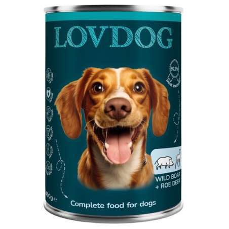 Lovdog Wild Boar & Roe Deer puszka 400g - All4Animals