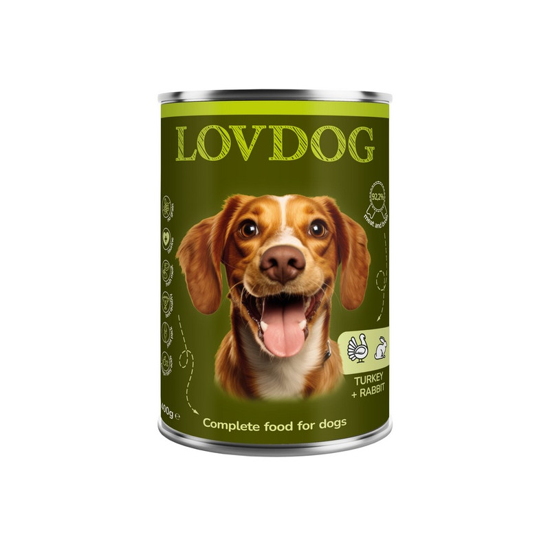 Lovdog Turkey & Rabbit puszka 400g - All4Animals