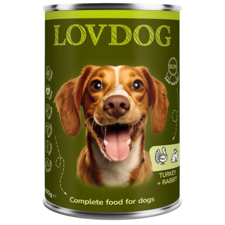 Lovdog Turkey & Rabbit puszka 400g - All4Animals