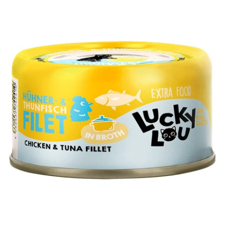 Lucky Lou Extrafood Kurczak i tuńczyk w bulionie puszka 70g - All4Animals